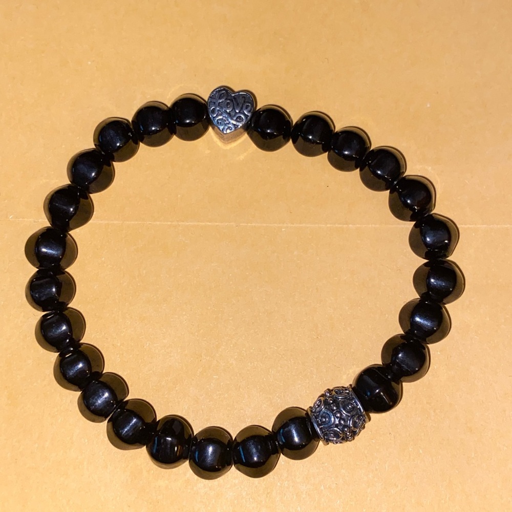 Black Crystal Chalcedony Love Bracelet
